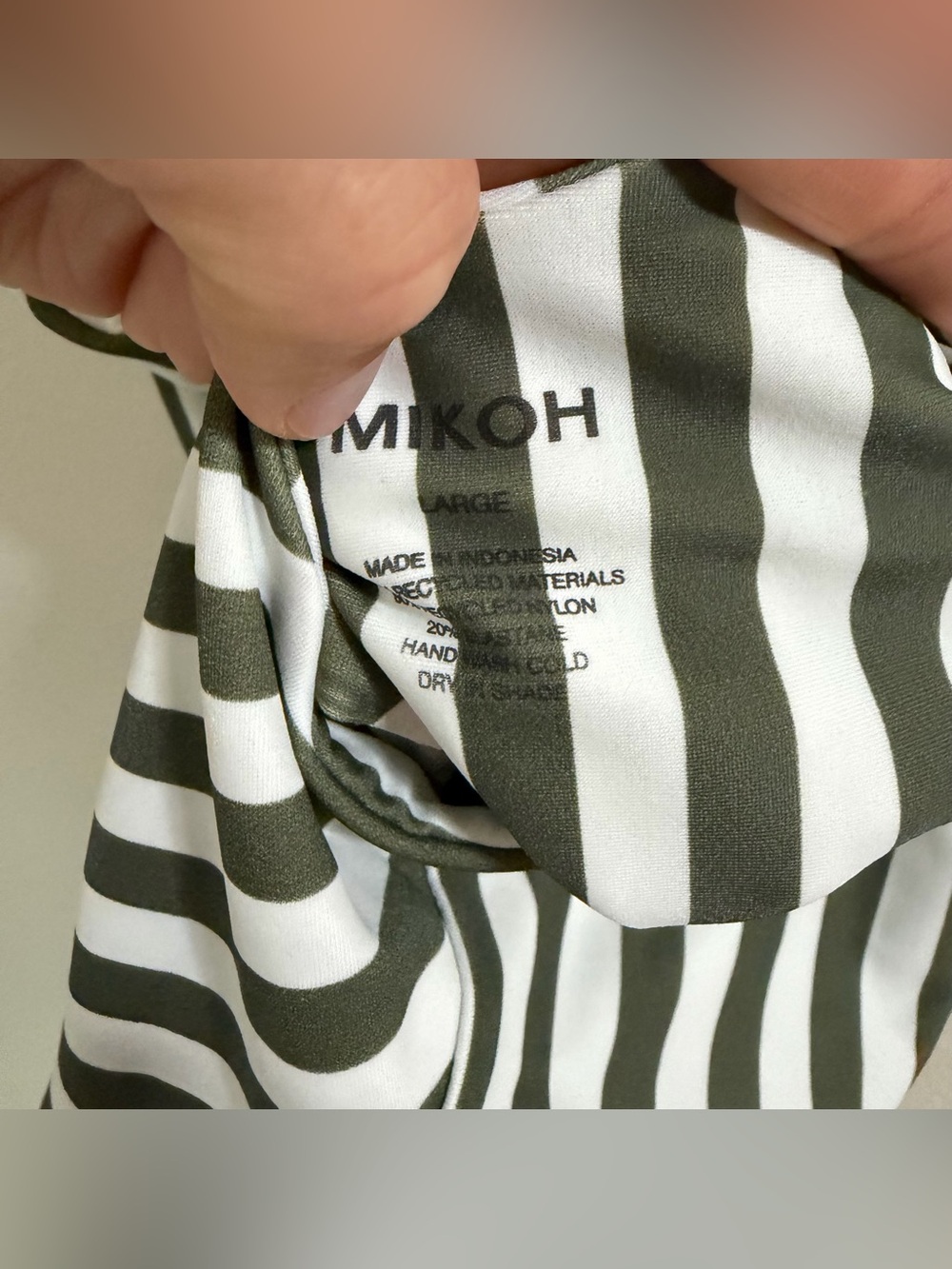 MIKOH Majorca One Piece Swimsuit NWT Large French Stripe Vetiver Olive Green - Picture 8 of 8